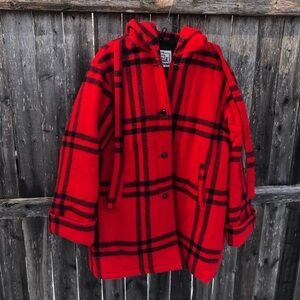 Vintage Woolrich Red and Black buffalo plaid Jacket with hood
